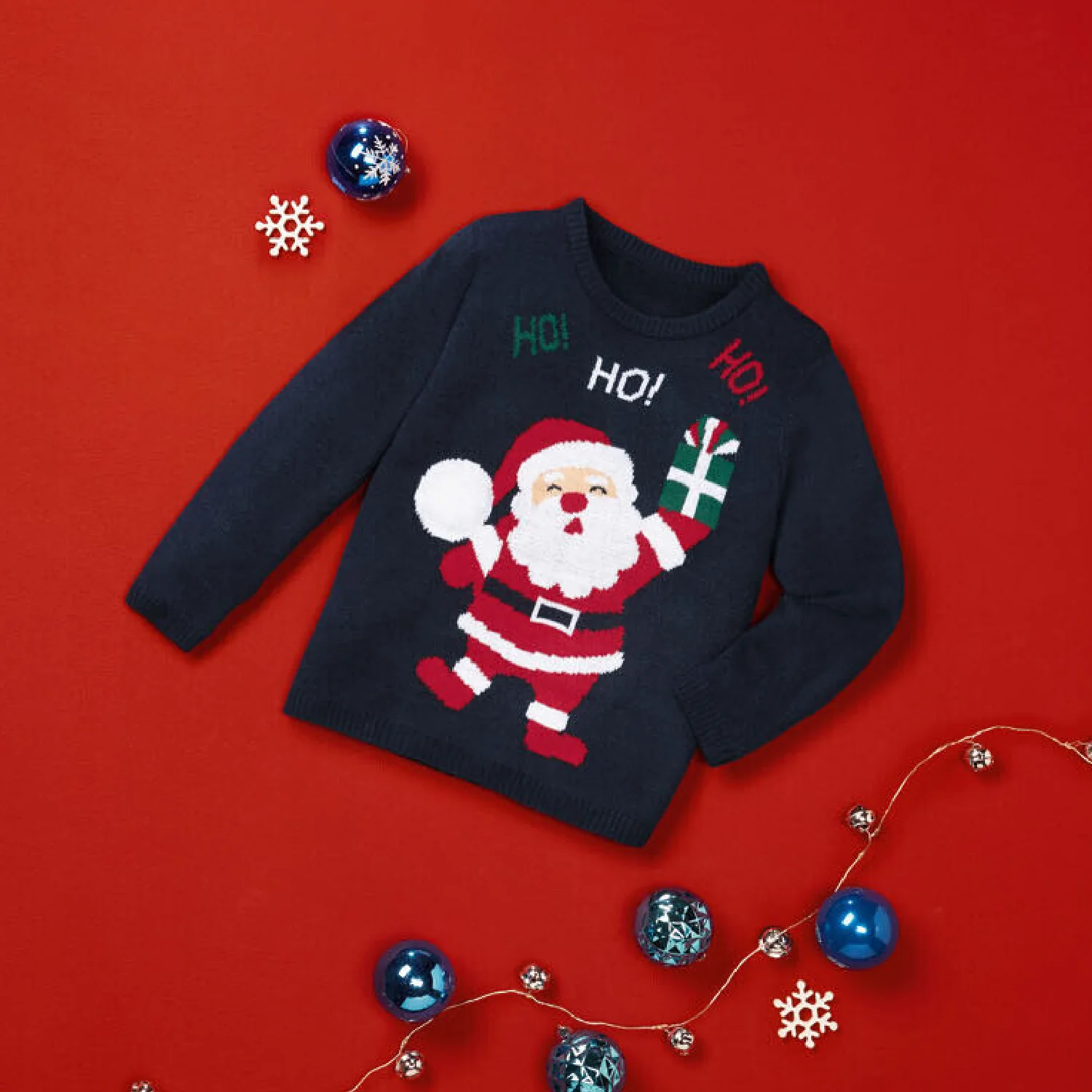 Kids Christmas Jumper Santa Ho Ho Ho Age 4-6 - Image 2