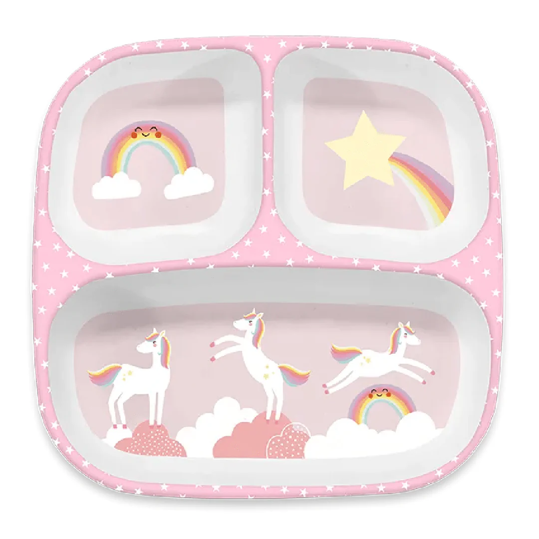 Kids Small Picnic Platter Unicorn Design - Pink