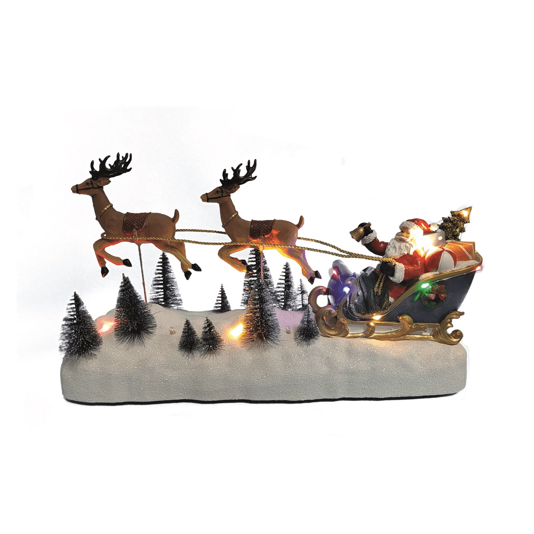 LED Santa Sleigh with Reindeers 39 x 21cm