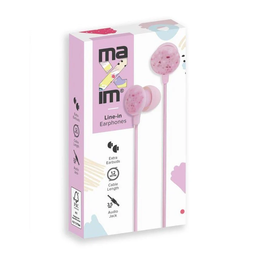 Maxim Line-in Earphones Pink Print