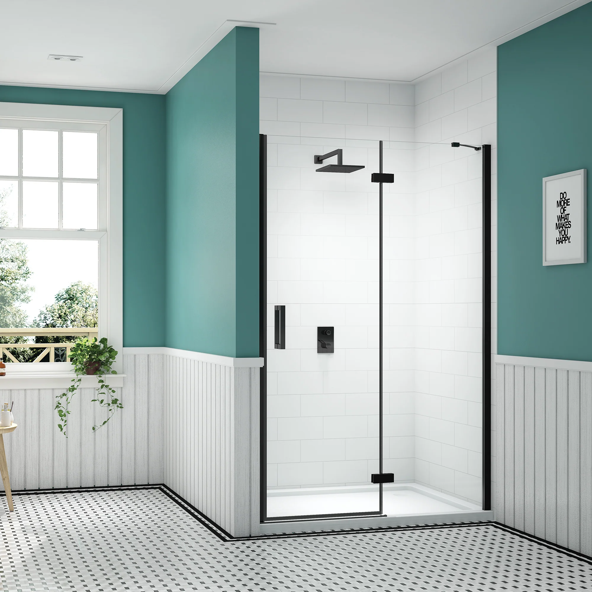 Merlyn  Black Hinge & Inline Door  1000mm