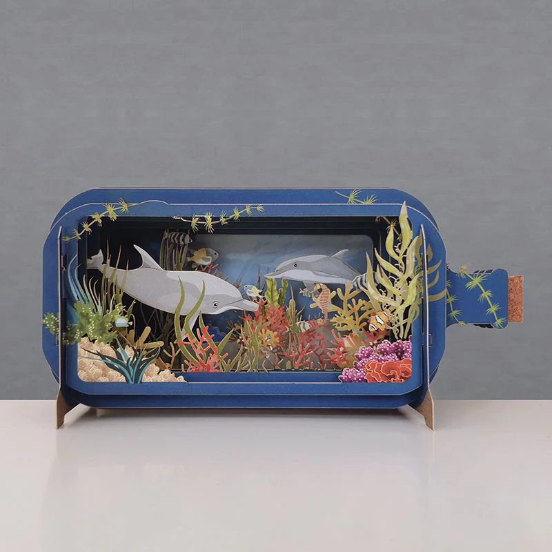 Message in a Bottle 3D Card Dolphin Birthday MIB193