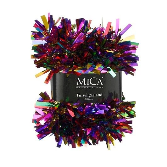 Mica Decorations Multi-Coloured Tinsel Garland 270cm - Image 2