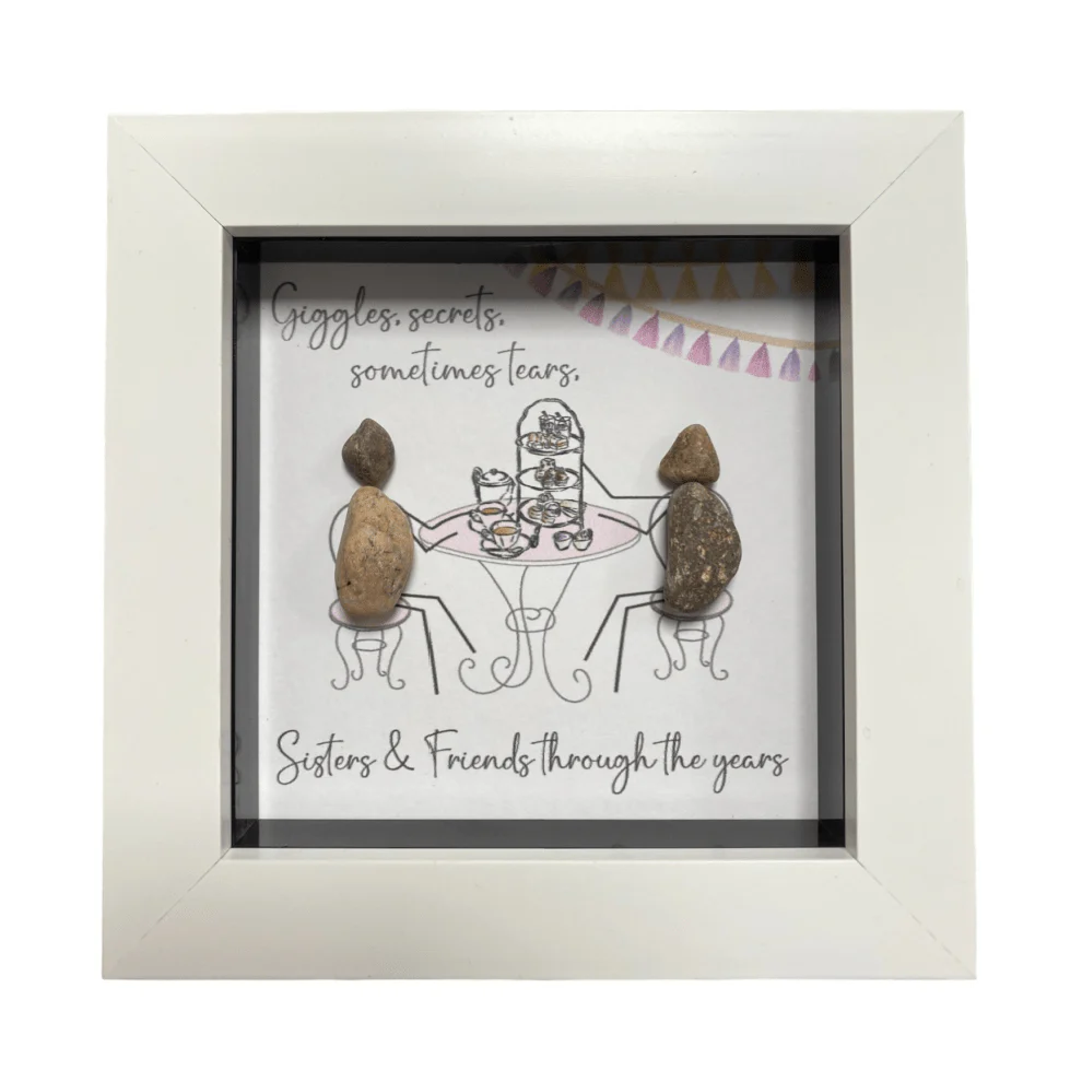 Mini Pebble Art Giggles, Secrets... Sisters & Friends - White