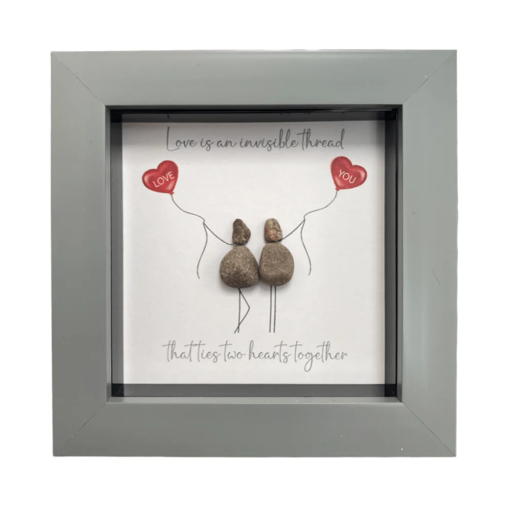Mini Pebble Art Love is an Invisible Thread - Grey