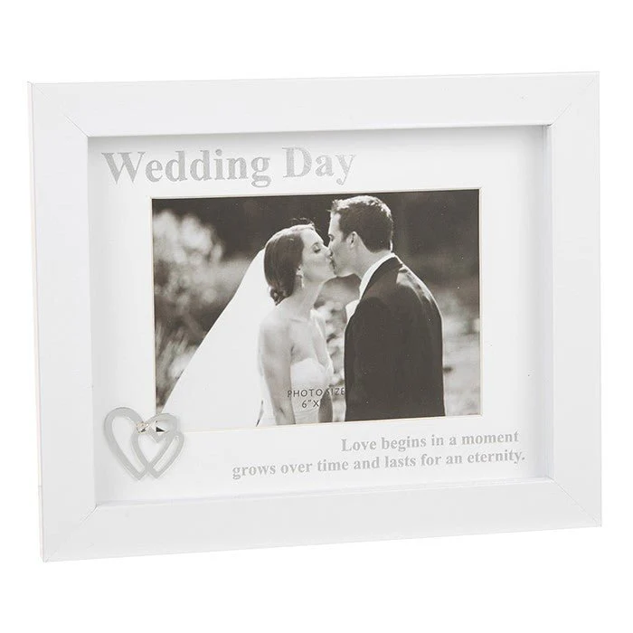 Modern White Wedding Day 6" x 4" Photo Frame