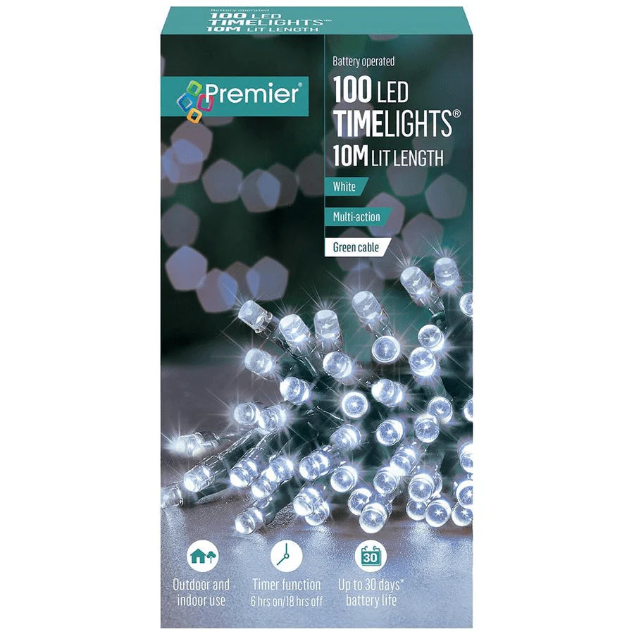 Premier 100 Battery Operated LED Timelights β White, Multi-Action