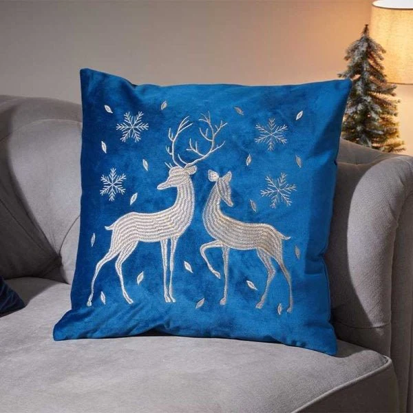 Reindeer Cushion Sapphire 45 x 45cm