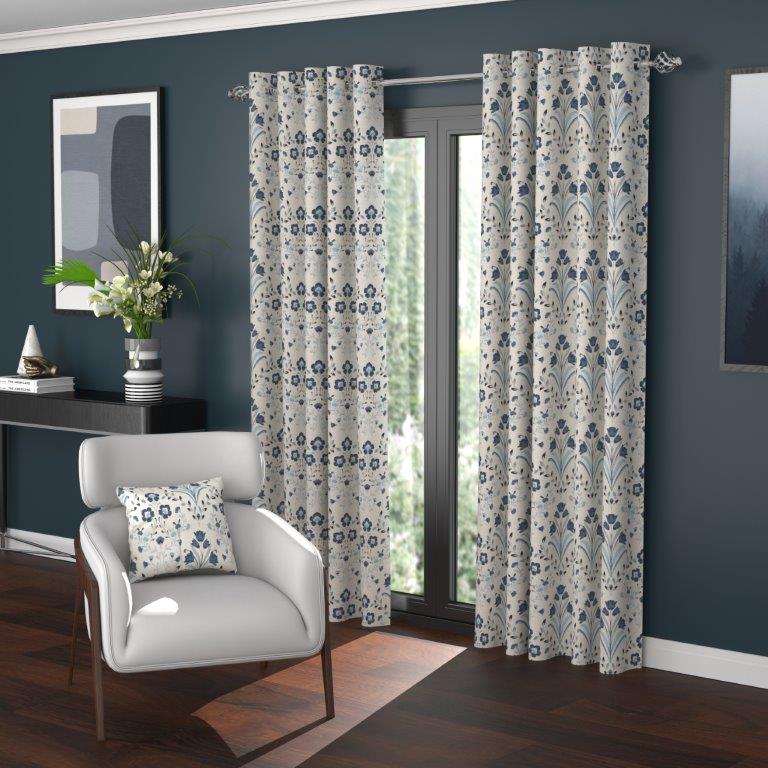 Riley 66" x 72" Lined Eyelet Curtains Marine