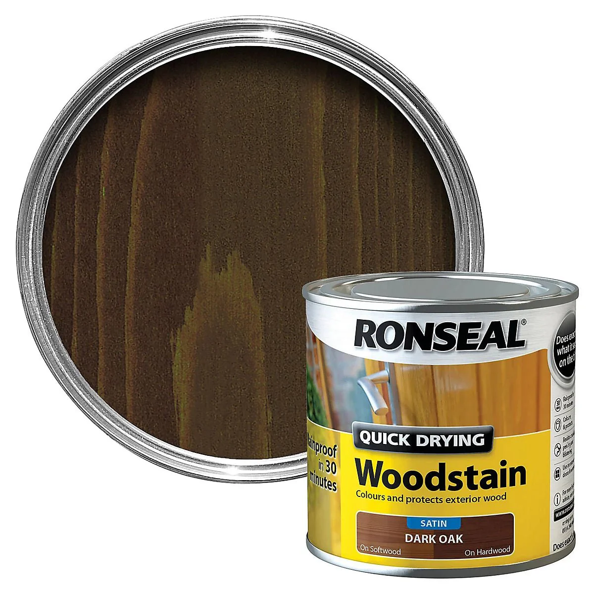 Ronseal Quick Drying Woodstain Satin - Dark Oak 2.5L