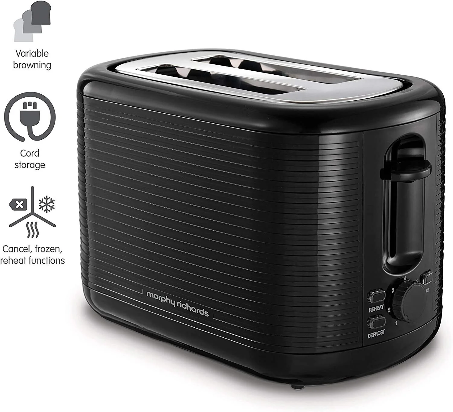 Russell Hobbs 2 Slice Groove Toaster - Black  (26390) - Image 5