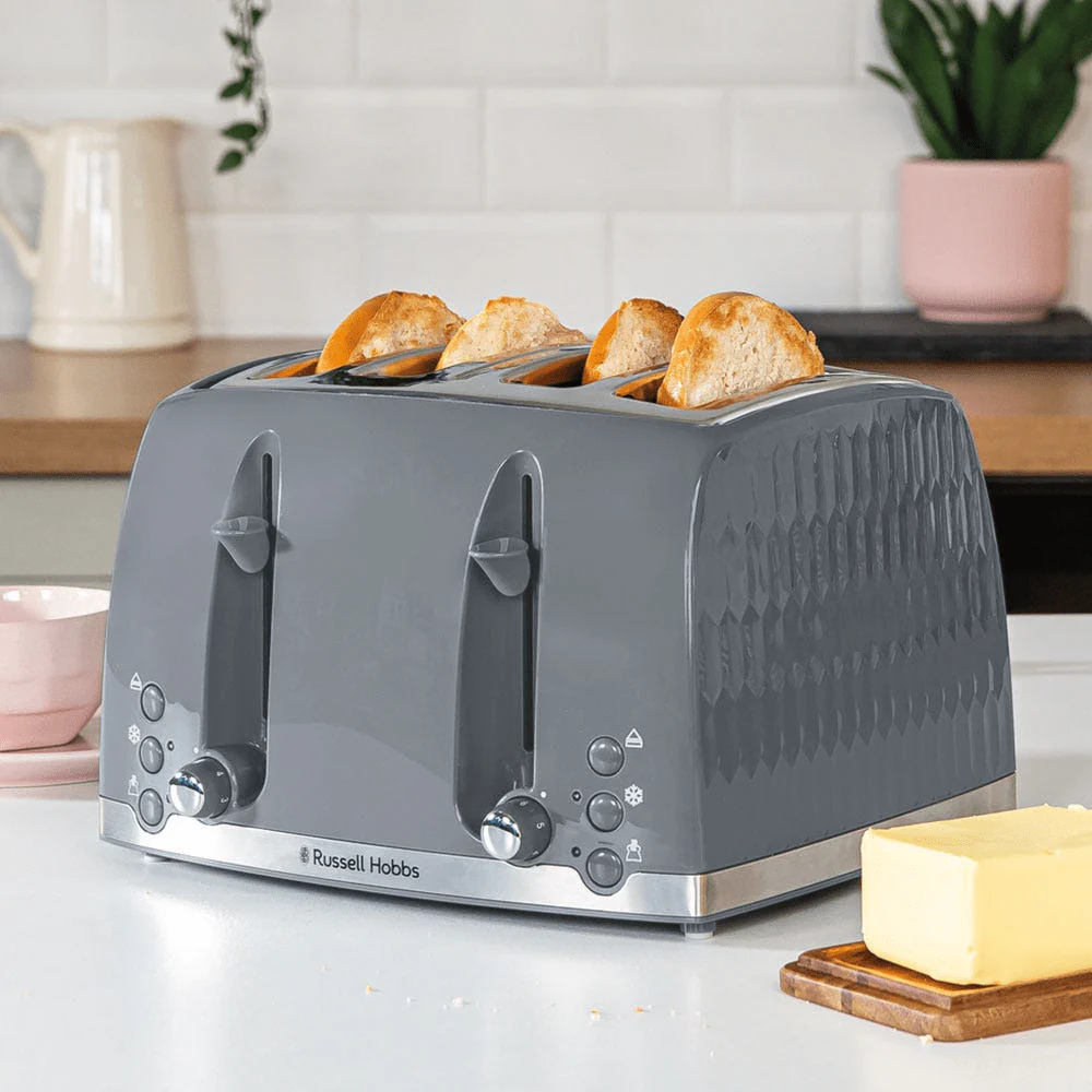 Russell Hobbs Honeycomb 4 Slice Grey Toaster 26073 - Image 6
