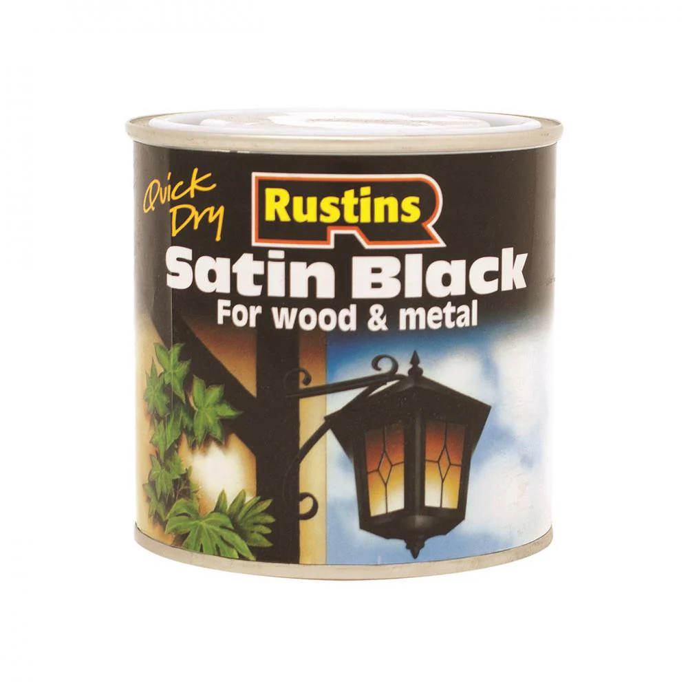Rustins Quick Dry Black Paint Satin - 1 litre - Image 2