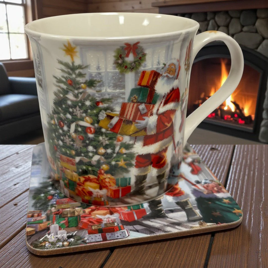 Santa Mug & Coaster in Gift Box - Image 2