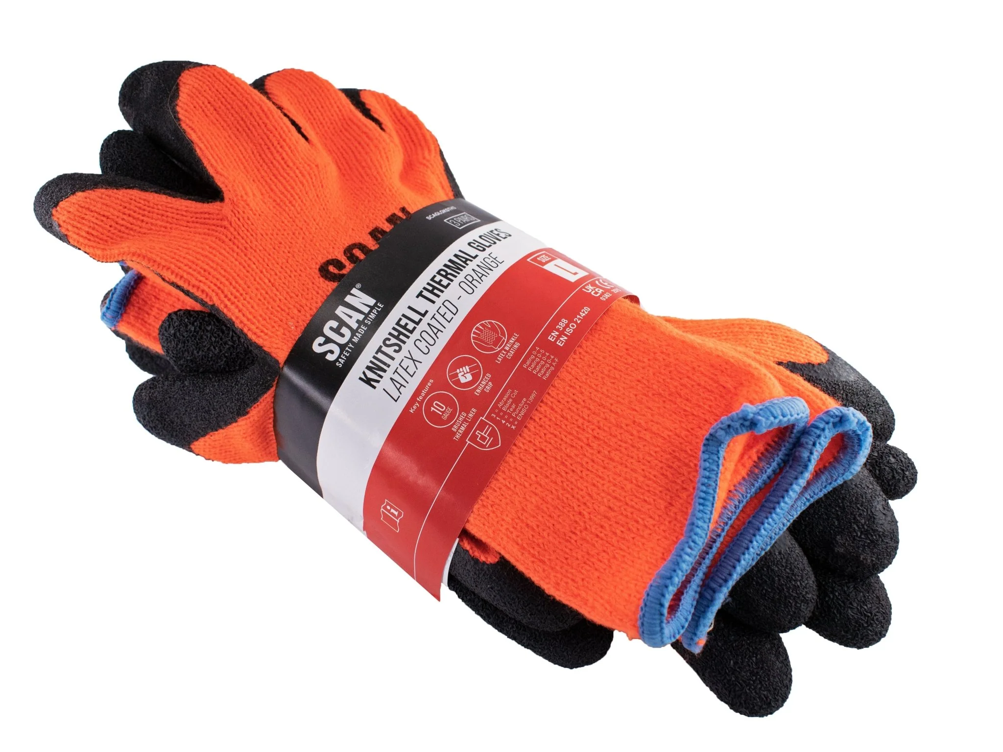 Scan Safety Orange/Black Knitshell Thermal Gloves (3 Pairs)