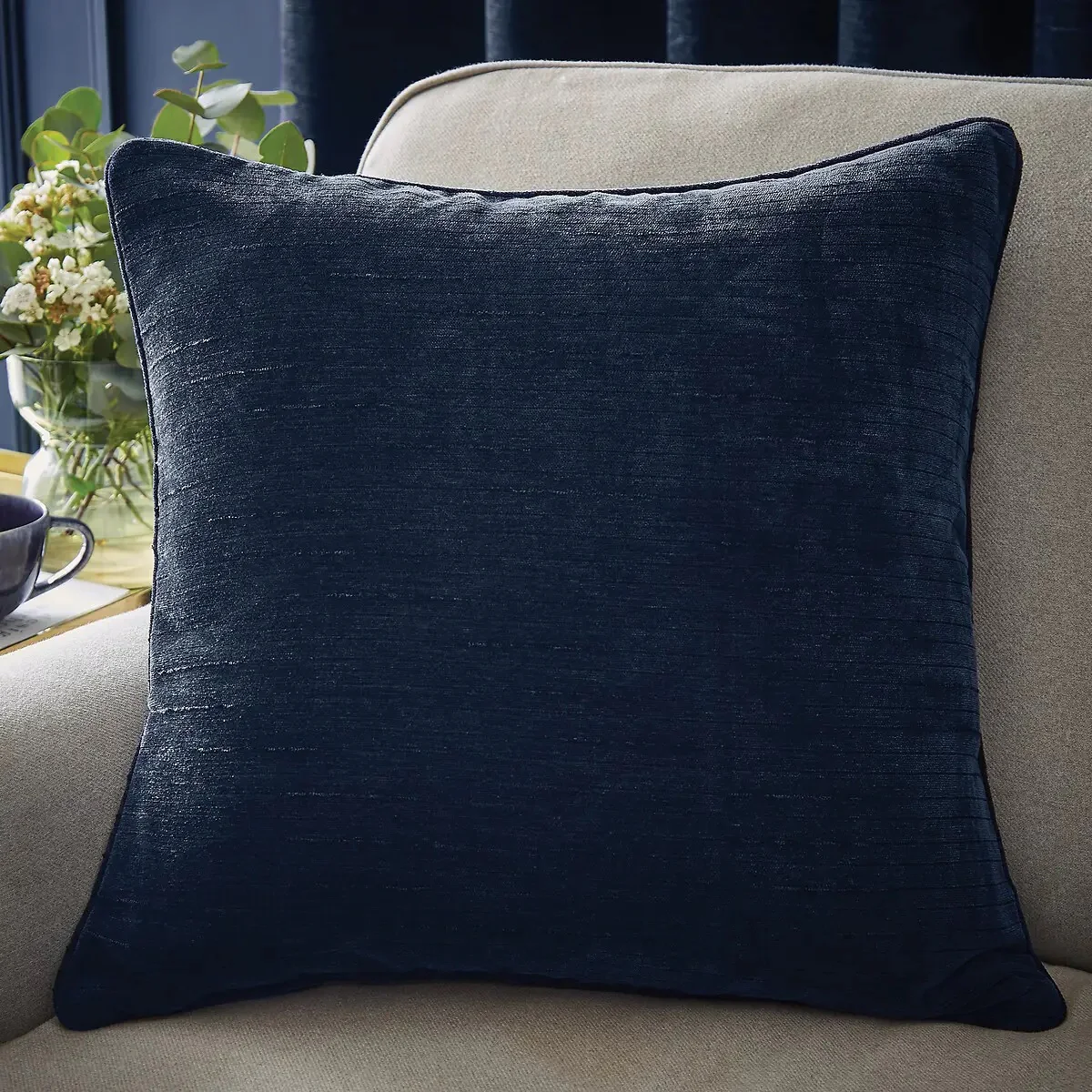 Selene Lux Chenille Deep Navy Cushion 55x55cm