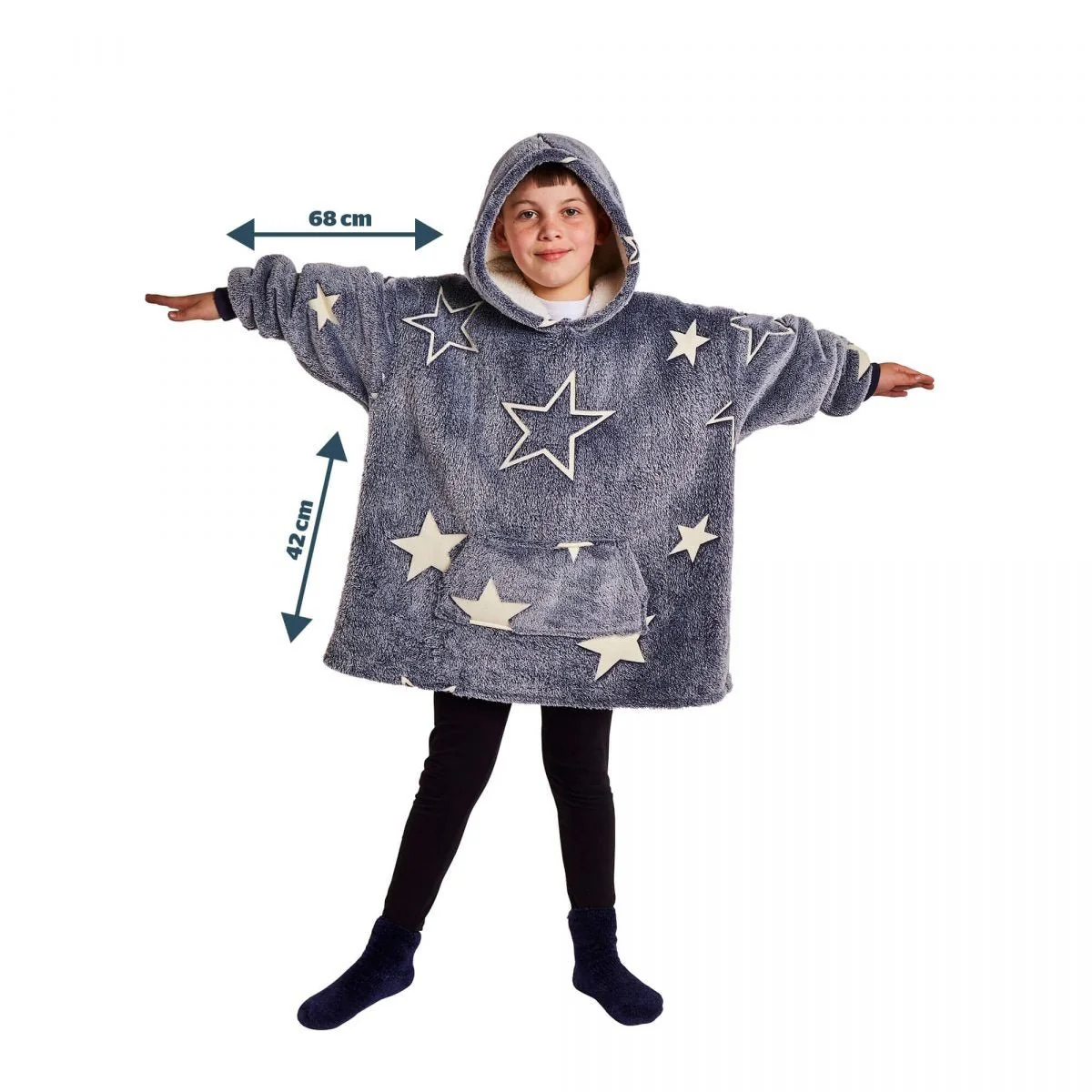 Silentnight Glow In The Dark Oversized Kids Hoodie Denim - Image 5