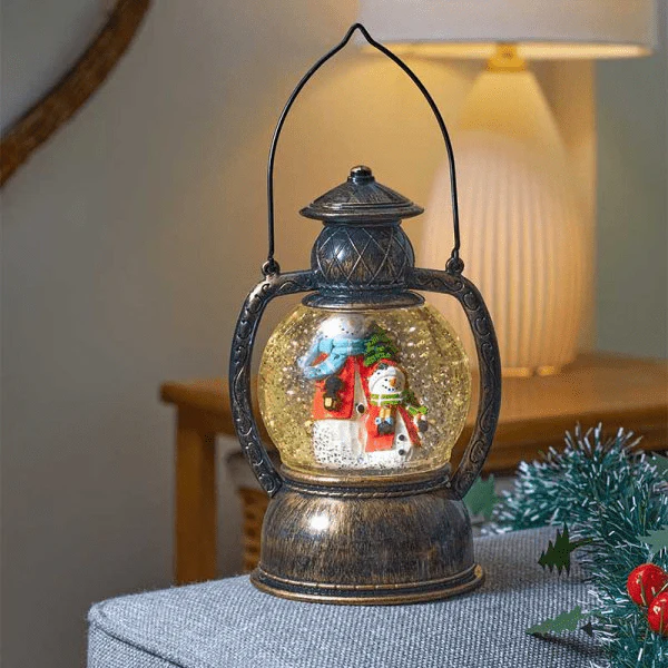 SnowSwirl Frosty Lantern with Timer 13cm