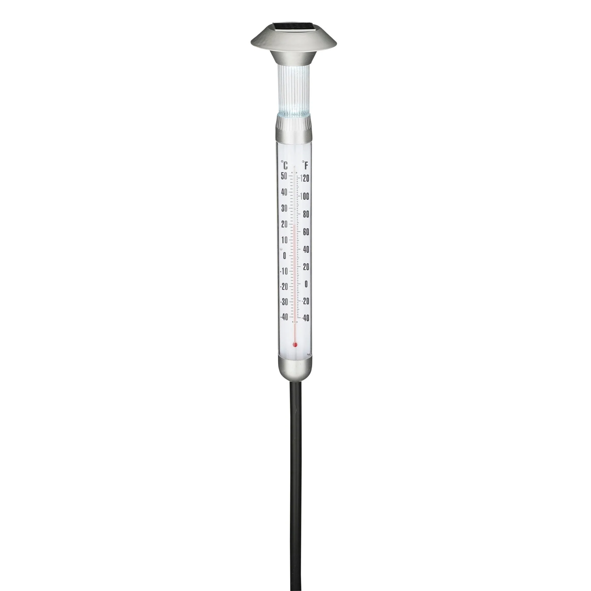 Solar Stake Light White LED with Thermometer