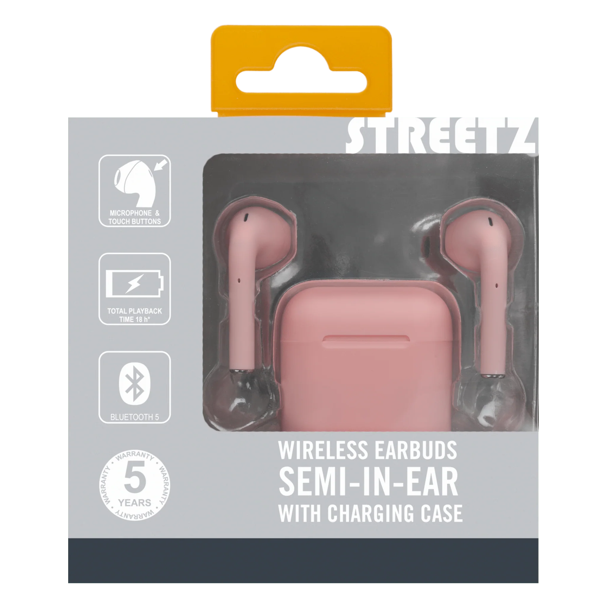 Streetz True Wireless Stereo Earbuds with Charging Case - Pink - Image 4