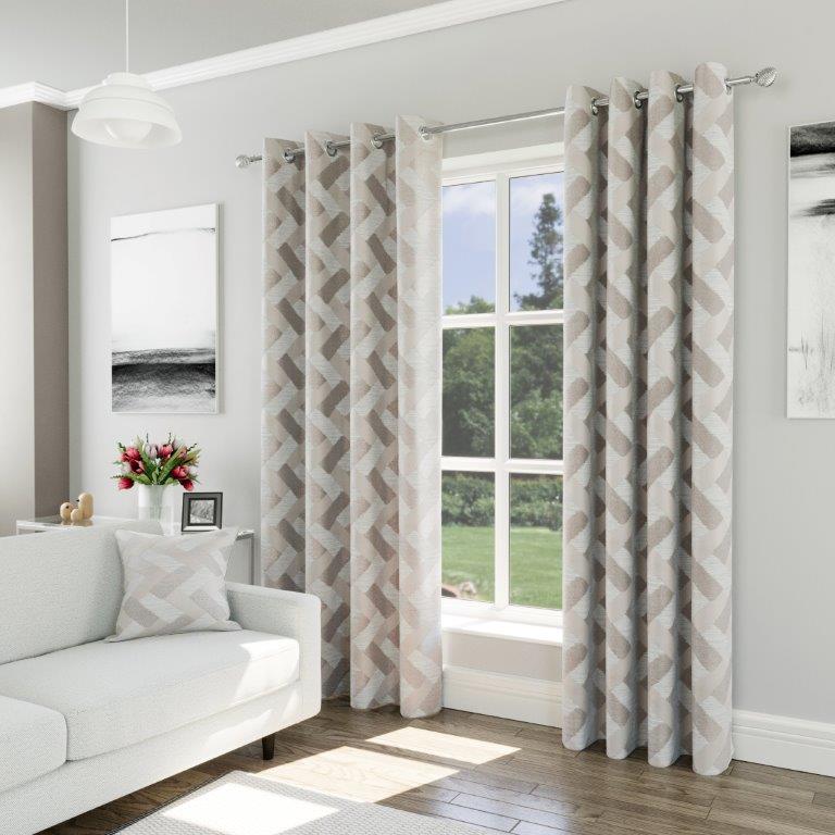Sutton 90" x 90ā Lined Eyelet Curtains Natural