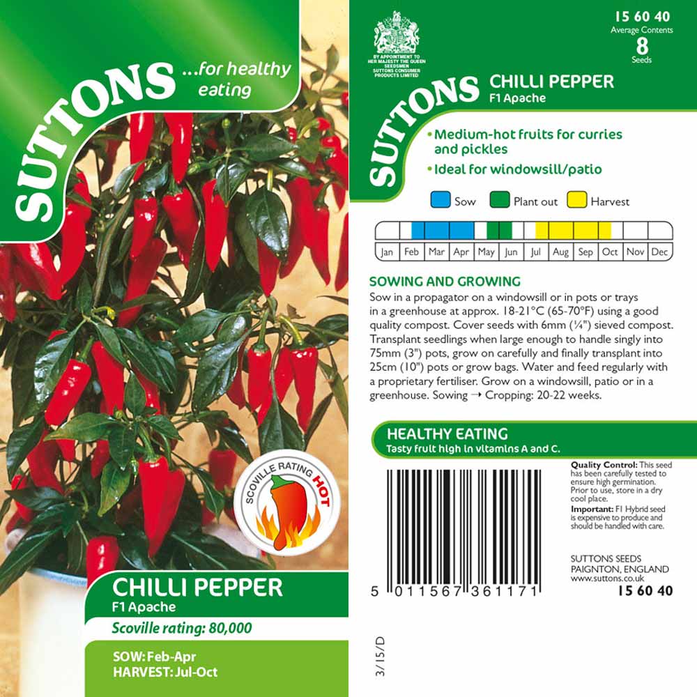 Suttons Chilli Pepper Apache F1 G156040