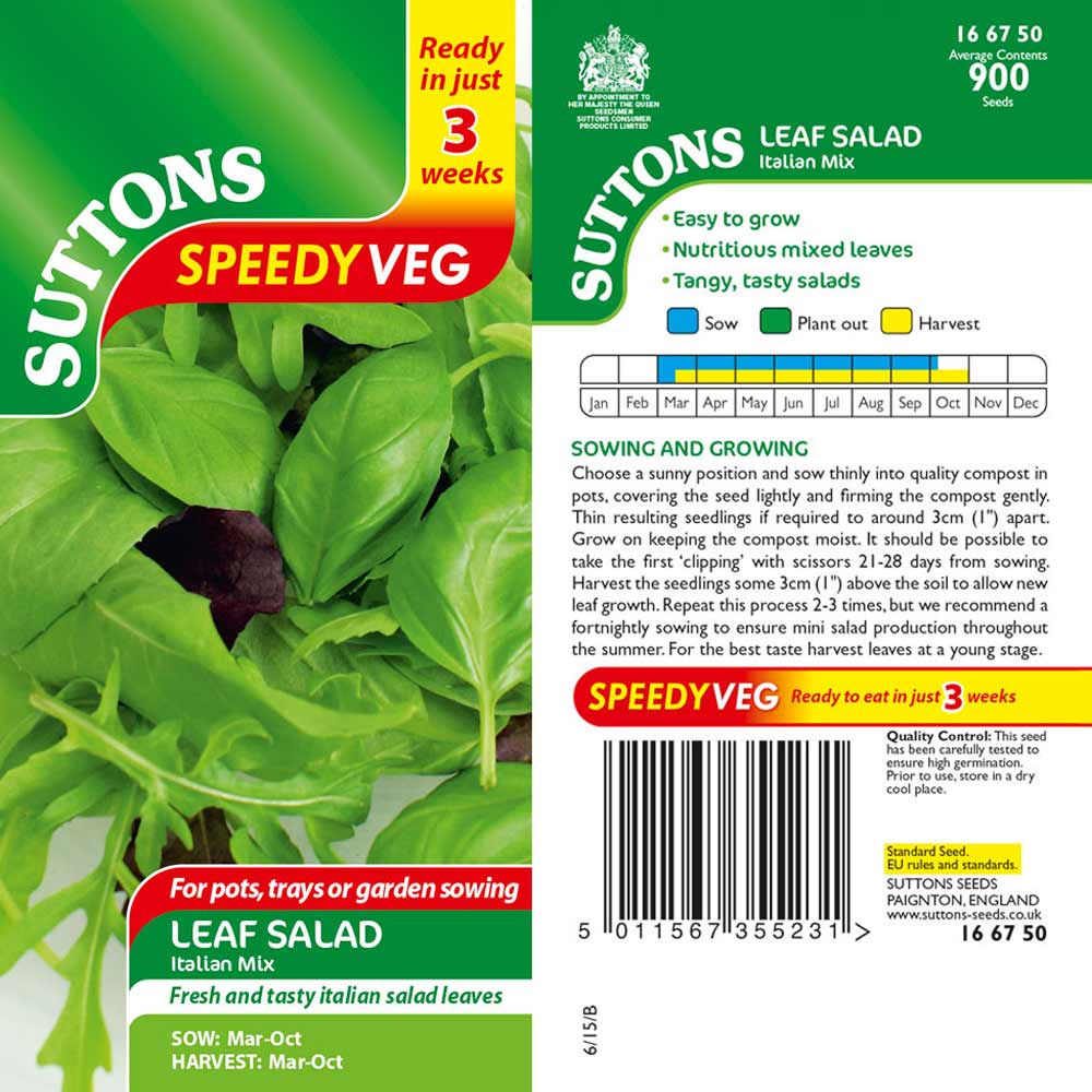 Suttons Leaf Salad Italian Speedy Veg G166750 - Image 2