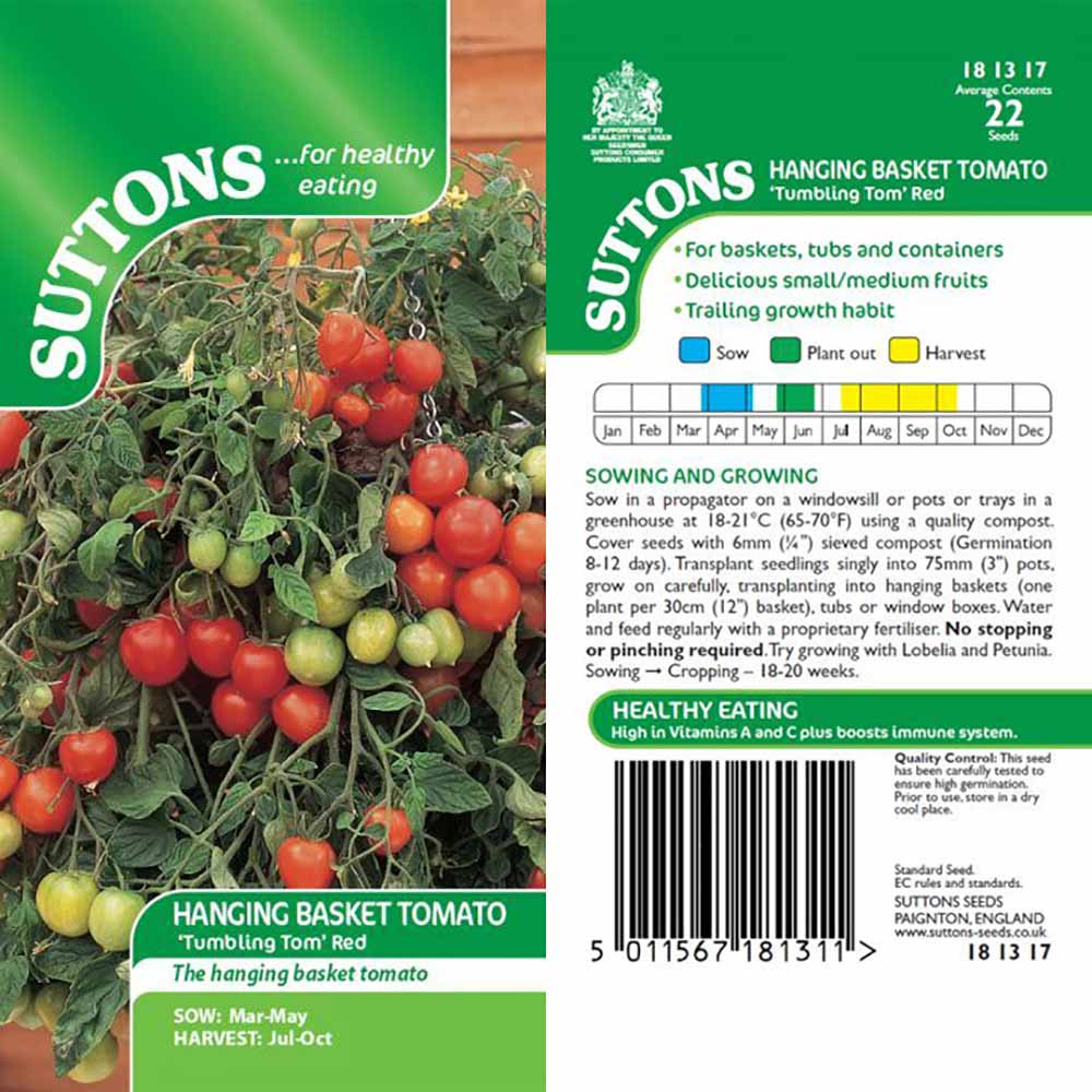 Suttons Tomato Tumbling Tom Red 181317 - Image 2