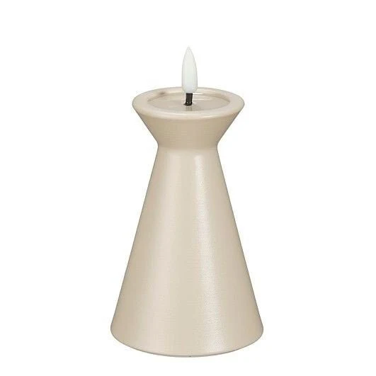 Taupe Battery Operated LED Candle with Timer h12,5xd8cm