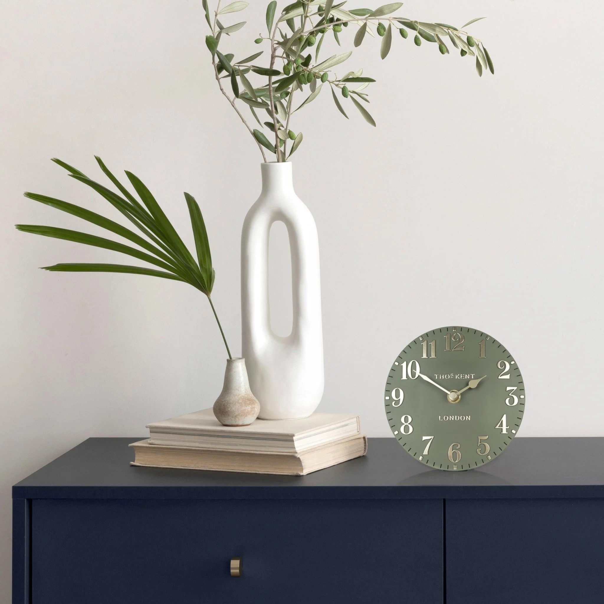 Thomas Kent 6" Arabic Mantel Clock Lichen Green - Image 5