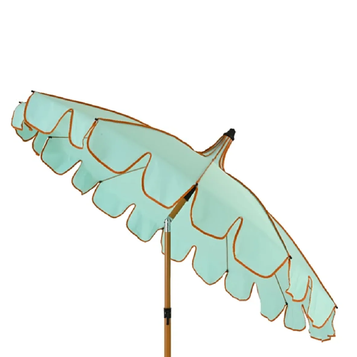 Two Tone Luxury Scalloped Parasol Aqua 2m - Image 2