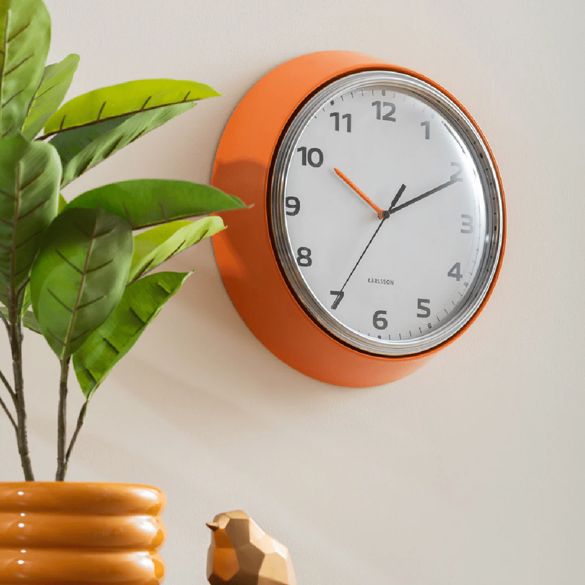 Wall Clock Modern Bright Orange - Image 2
