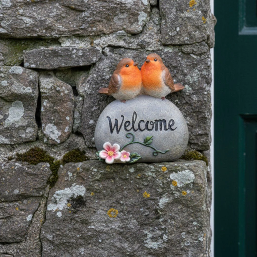 Welcome Robins Ornament 8 x 9.5cm - Image 2