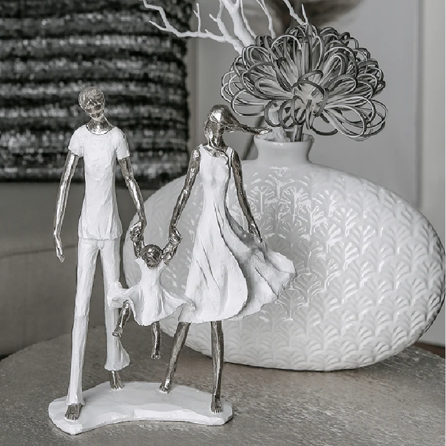 White and Silver Family Sculpture 31cm - Image 2