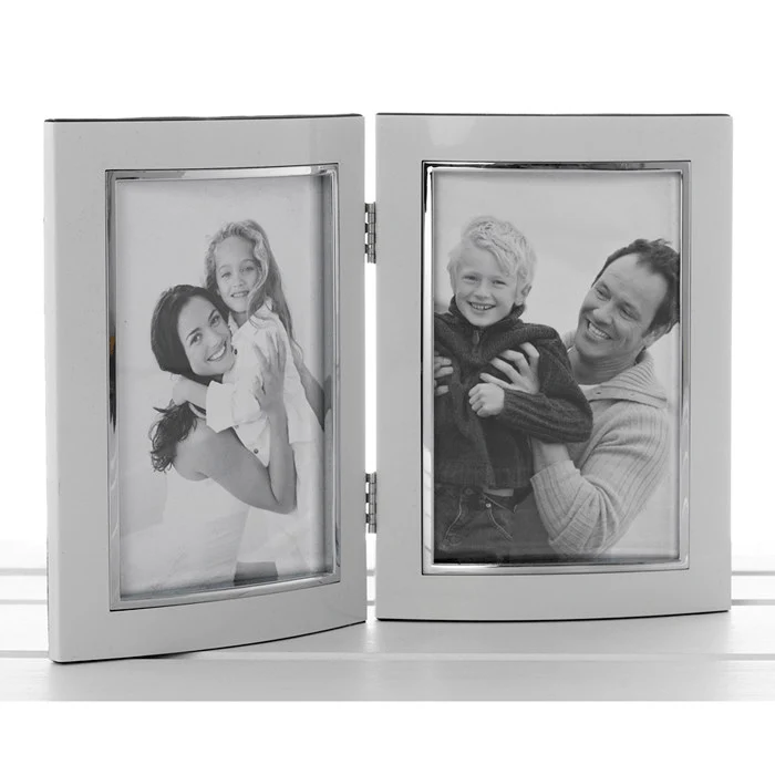 White Anodised Double Photo Frame 4x6