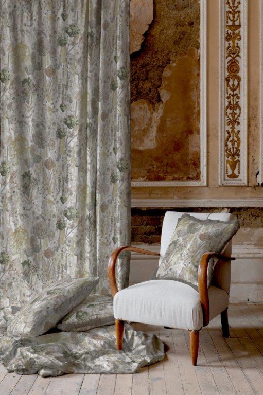 Wildflowers 90"x 90" Lined Eyelet Curtains Natural - Image 2