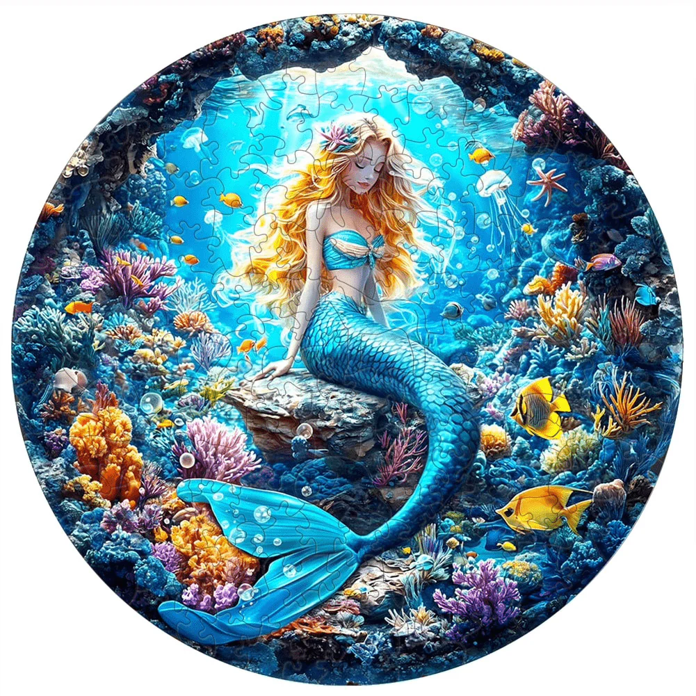 Wooden Puzzle Round 150pcs - Mermaid