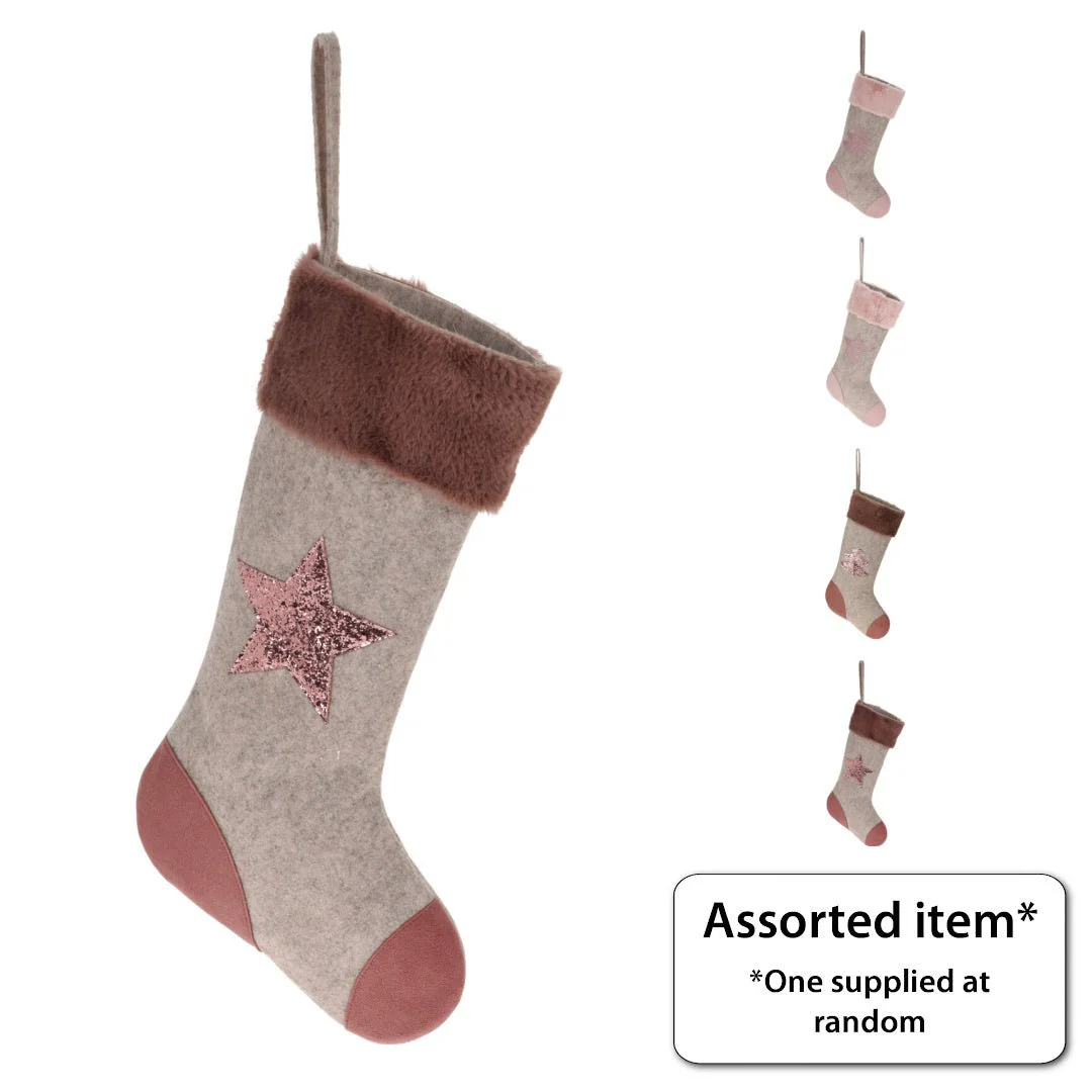 Xmas Stocking 44cm Pink